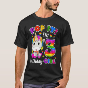3 Year Old   3rd Birthday Unicorn Girls Pop It Fid T-Shirt