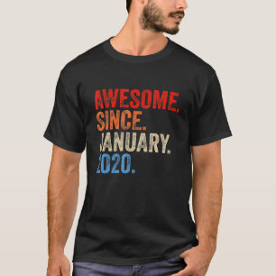 3 Year Old Awesome Since January 2020 3rd Birthda T-Shirt