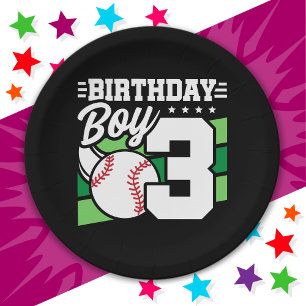3 Year Old Baseball Party Theme 3rd Birthday Boy Paper Plate