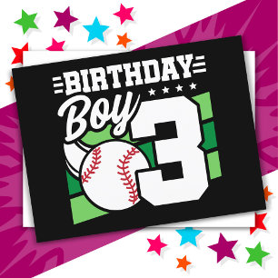 3 Year Old Baseball Party Theme 3rd Birthday Boy Postcard