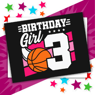 3 Year Old Basketball Party 3rd Birthday Girl Postcard