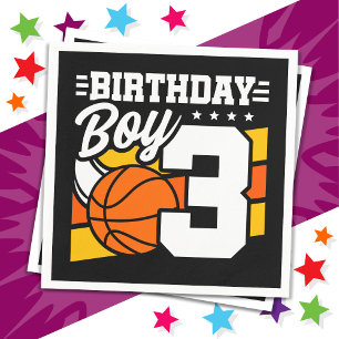 3 Year Old Basketball Party Theme 3rd Birthday Boy Napkin