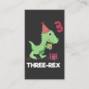 3 Year Old Birthday Boy Dinosaur Three Rex Kids Business Card