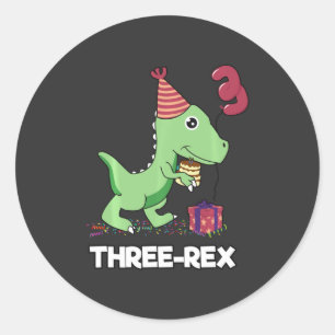 3 Year Old Birthday Boy Dinosaur Three Rex Kids Classic Round Sticker