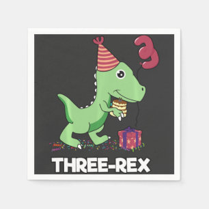 3 Year Old Birthday Boy Dinosaur Three Rex Kids Napkin