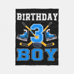3 Year Old Birthday Boy Ice Hockey 3rd Party  Fleece Blanket