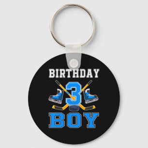 3 Year Old Birthday Boy Ice Hockey 3rd Party Key Ring