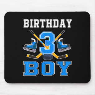 3 Year Old Birthday Boy Ice Hockey 3rd Party Mouse Mat