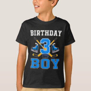 3 Year Old Birthday Boy Ice Hockey 3rd Party T-Shirt