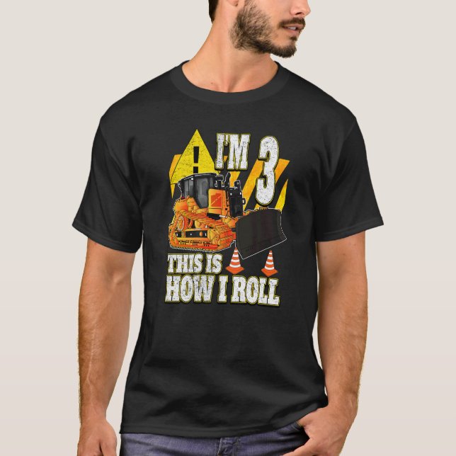 3 Year Old Birthday  Bulldozer T-Shirt (Front)