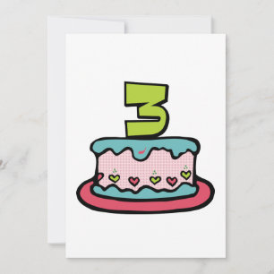 3 Year Old Birthday Cake Card