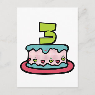3 Year Old Birthday Cake Postcard