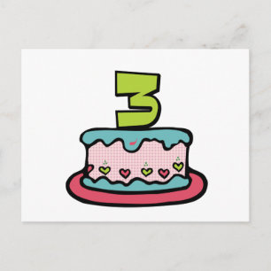 3 Year Old Birthday Cake Postcard