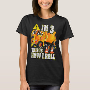 3 Year Old Birthday Concrete Mixer Truck T-Shirt