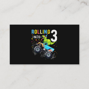 3 Year Old Birthday Dinosaur Monster Truck Family Business Card