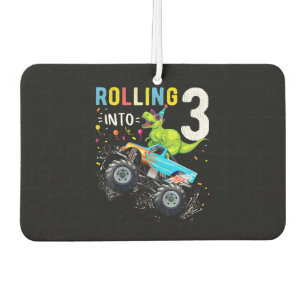 3 Year Old Birthday Dinosaur Monster Truck Family Car Air Freshener