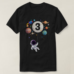 3 Year Old Birthday Planets Astronaut 3rd Birthday T-Shirt