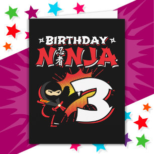 3 Year Old Comic Book Style Ninja 3rd Birthday Card