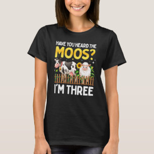 3 Year Old Cow Birthday Sheep 3rd Yo Farm Animals  T-Shirt
