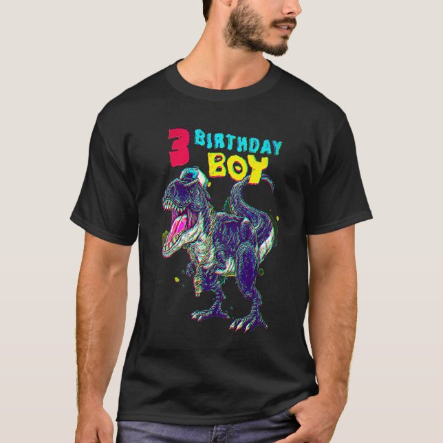 3 Year Old Dinosaur Birthday 3rd T Rex Dino T-Shirt (Front)