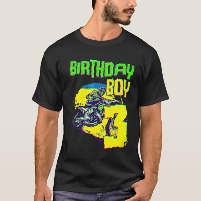 3 Year Old Dirt Bike Birthday Party   Motocross Mx T-Shirt (Front)