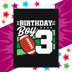 3 Year Old Football Party Theme 3rd Birthday Boy Card