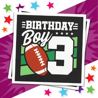 3 Year Old Football Party Theme 3rd Birthday Boy Napkin