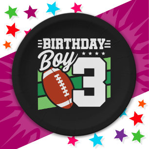 3 Year Old Football Party Theme 3rd Birthday Boy Paper Plate