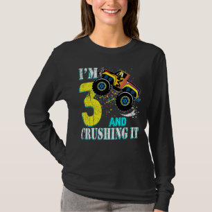 3 Year Old Girl 3rd Birthday Monster Truck Boy Cru T-Shirt