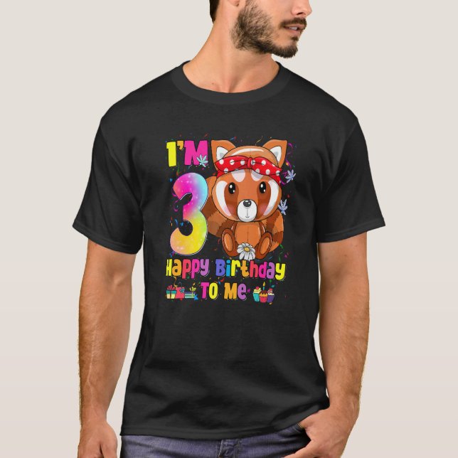 3 Year Old Girl Princess Little Red Panda  3rd Bir T-Shirt (Front)