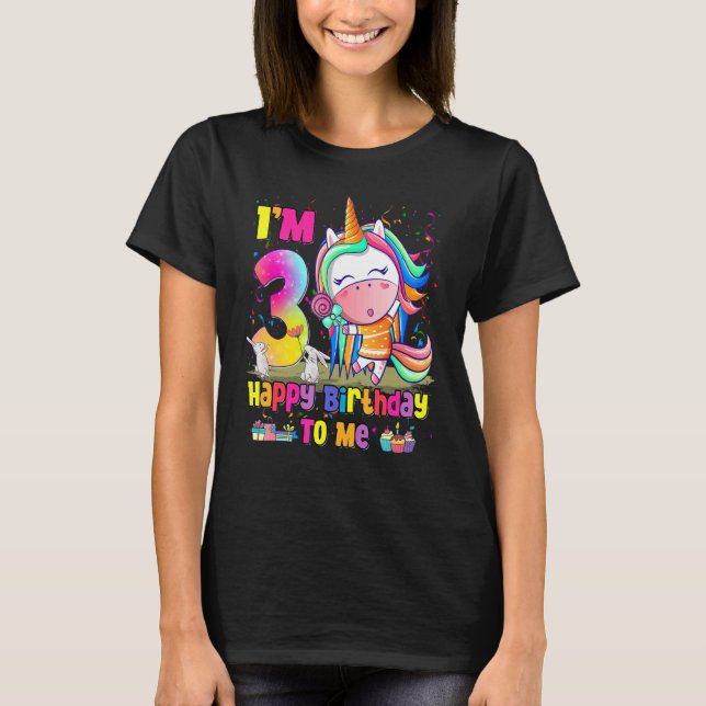 3 Year Old Girl Princess Little Unicorn   3rd Birt T-Shirt (Front)