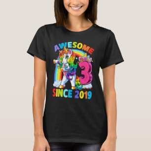 3 Year Old Girls Teens Flossing Unicorn 3rd Birth T-Shirt