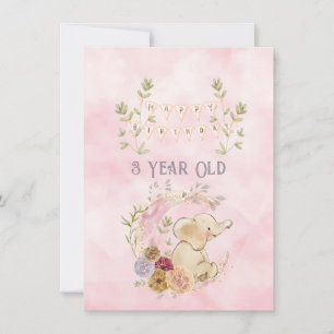 3 Year Old Happy Birthday Elephant Baby Girl