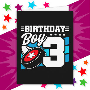 3 Year Old Hockey Party Theme 3rd Birthday Boy Card