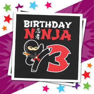 3 Year Old Karate Ninja Party Kids 3rd Birthday Napkin