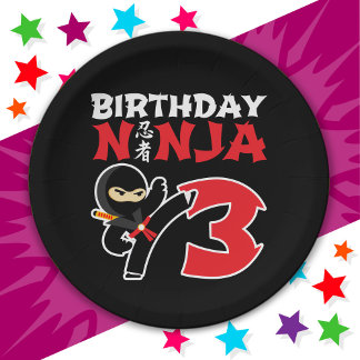 3 Year Old Karate Ninja Party Kids 3rd Birthday Paper Plate