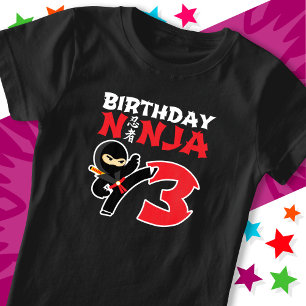 3 Year Old Karate Ninja Party Kids 3rd Birthday T-Shirt