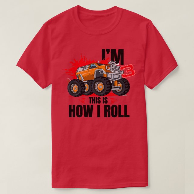 3 Year Old Monster Truck 3th Birthday T-Shirt (Design Front)