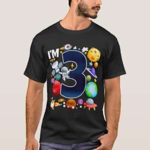3 Year Old planets Astronaut Birthday Space 3rd Bo T-Shirt