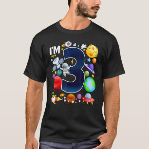 3 Year Old planets Astronaut Birthday Space 3rd Bo T-Shirt