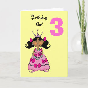 3 year old princess (black hair) card