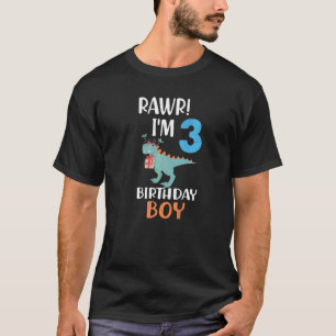 3 Year Old Rex Dinosaur 3rd Bday Party Boy Quote T-Shirt