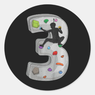 3 Year Old Rock Climbing 3rd Birthday Adventures C Classic Round Sticker