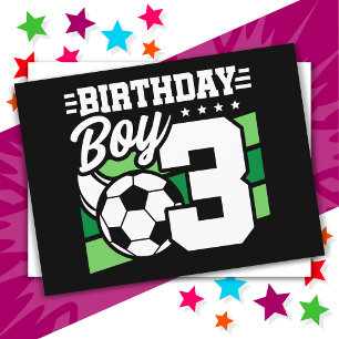 3 Year Old Soccer Football Party 3rd Birthday Boy Postcard