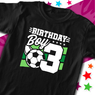 3 Year Old Soccer Football Party 3rd Birthday Boy T-Shirt