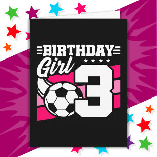 3 Year Old Soccer Football Party 3rd Birthday Girl Card