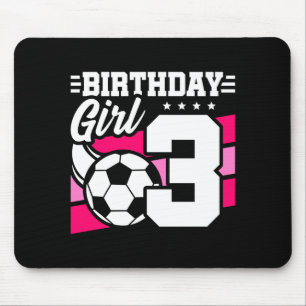 3 Year Old Soccer Football Party 3rd Birthday Girl Mouse Mat