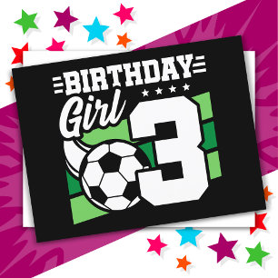 3 Year Old Soccer Football Party 3rd Birthday Girl Postcard