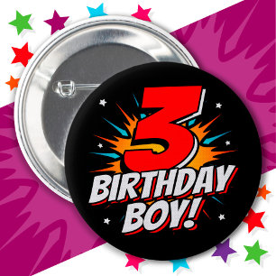 3 Year Old Superhero Birthday Boy 3rd Birthday 6 Cm Round Badge