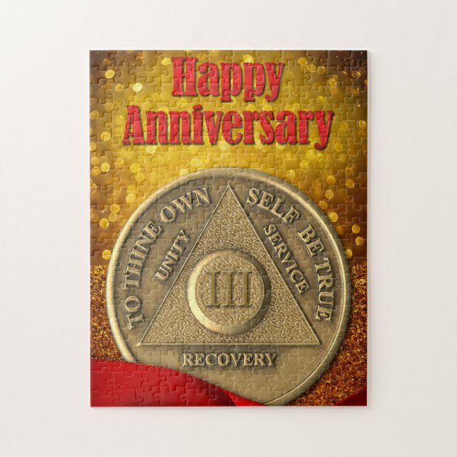 3 Year Sober Coin Glitter Happy Anniversary Jigsaw Puzzle (Vertical)